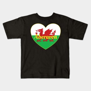 Aberavon Wales UK Wales Flag Heart Kids T-Shirt